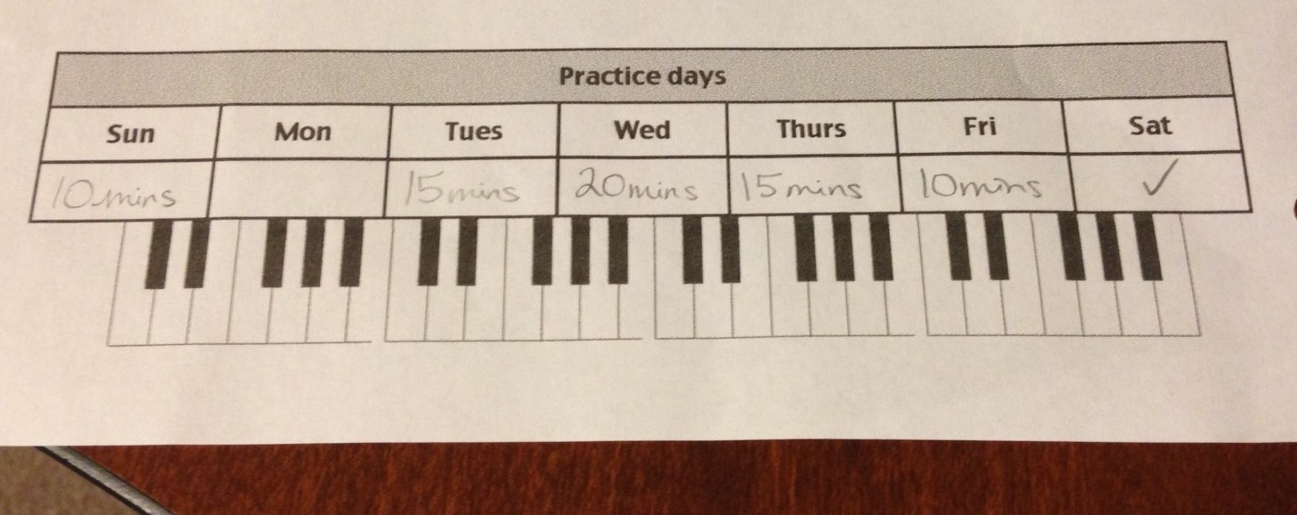 Individual Student's Practice Chart